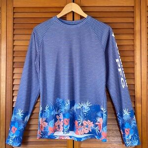 Columbia PFG Omni-Shade Shirt Women's Size Medium Blue Floral Long Sleeve Tee